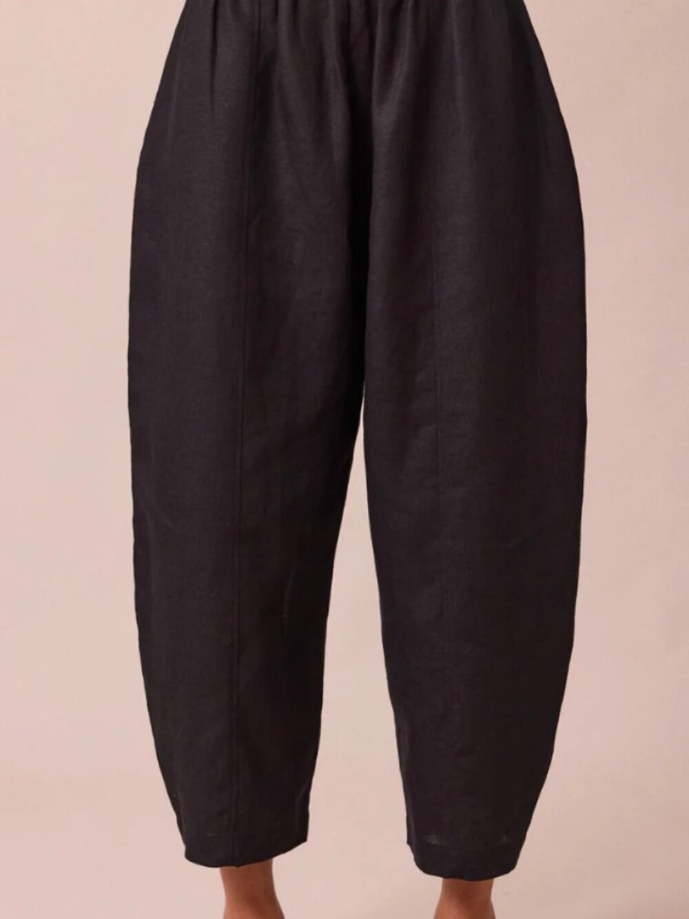 NWT Beyond Nine Mabel Linen Barrel Leg Trouser, Black - Picture 3 of 4